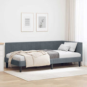 Hjørnesengramme med hovedgærde Mørkegrå 90 cm x 190 cm Fløjl