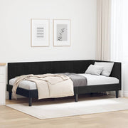Hjørnesengramme med hovedgærde Sort 90 cm x 190 cm Fløjl