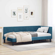 Hjørnesengramme med hovedgærde Blå 90 cm x 200 cm Fløjl