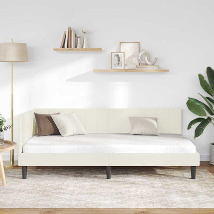 Hjørnesengramme med hovedgærde Creme 90 cm x 200 cm Fløjl