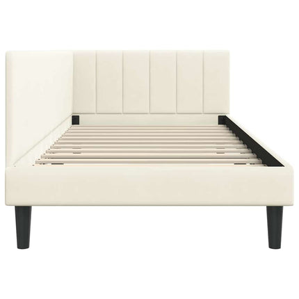 Hjørnesengramme med hovedgærde Creme 90 cm x 200 cm Fløjl