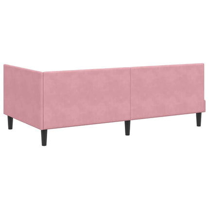 Hjørnesengramme med hovedgærde Lyserød 100 cm x 200 cm Fløjl