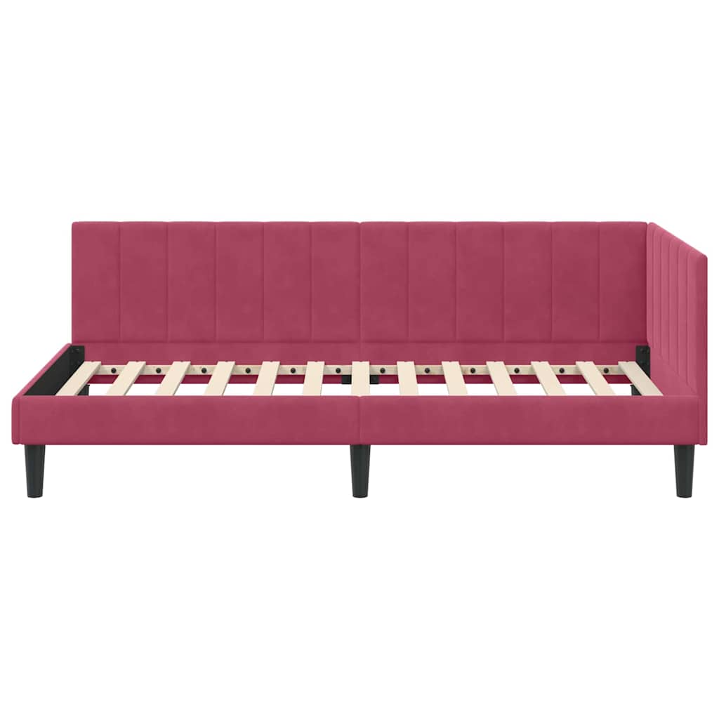 Hjørnesengramme med hovedgærde Vinrød 100 cm x 200 cm Fløjl