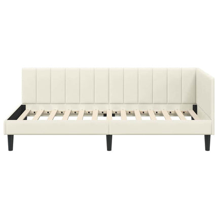 Hjørnesengramme med hovedgærde Creme 100 cm x 200 cm Fløjl