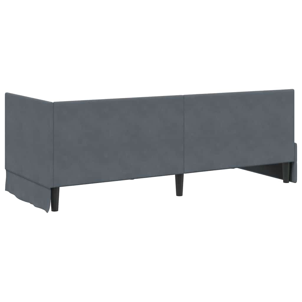 Hjørnesengramme med hovedgærde Mørkegrå 80 cm x 200 cm Fløjl