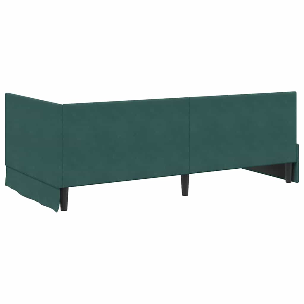 Hjørnesengramme med hovedgærde Mørkegrøn 90 cm x 190 cm Fløjl