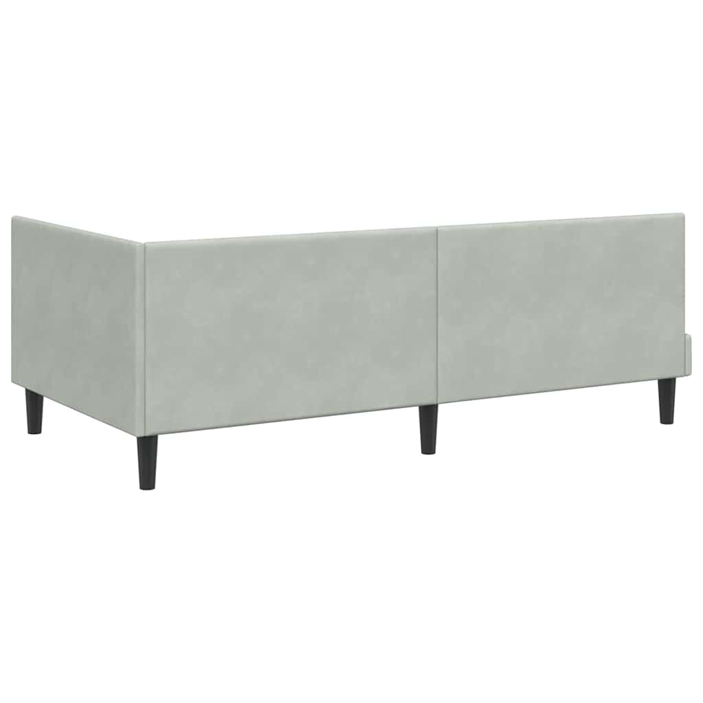 Hjørnesengramme med hovedgærde Lysegrå 90 cm x 200 cm Fløjl