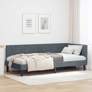 Hjørnesengramme med hovedgærde Mørkegrå 90 cm x 200 cm Fløjl