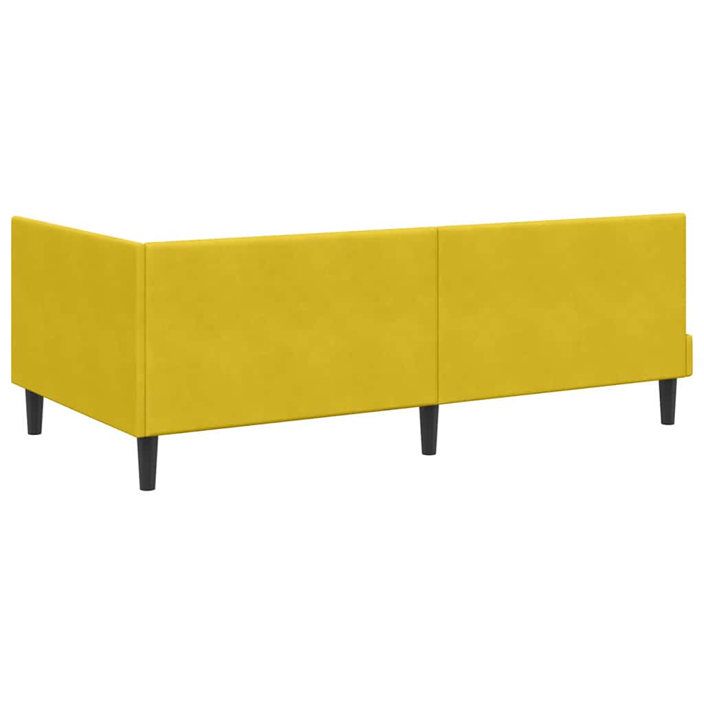 Hjørnesengramme med hovedgærde Gul 100 cm x 200 cm Fløjl