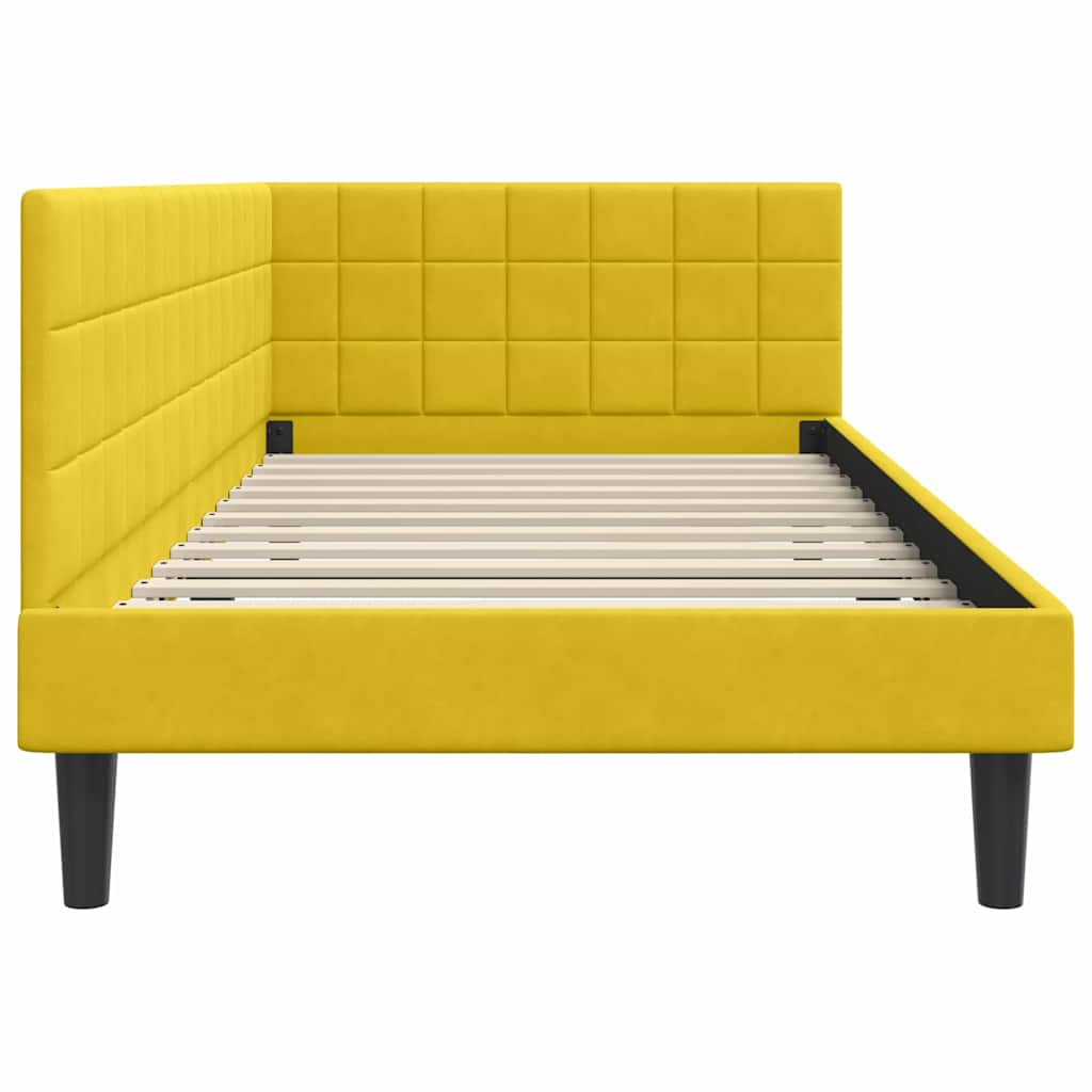Hjørnesengramme med hovedgærde Gul 100 cm x 200 cm Fløjl