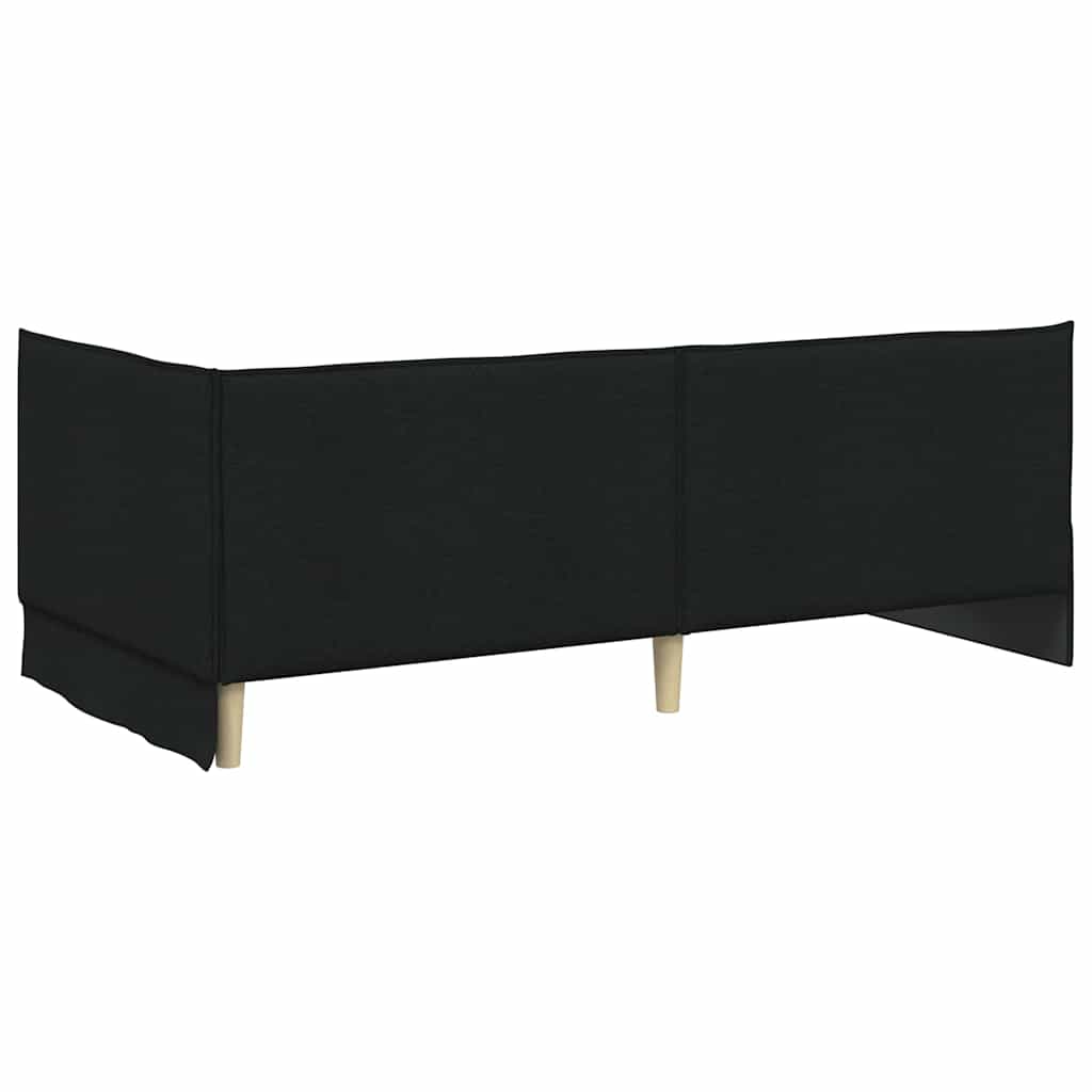 Hjørnesengramme med hovedgærde Sort 90 x 190 cm Stof