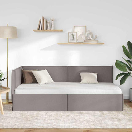 Hjørnesengramme med hovedgærde Gråbrun 90 x 190 cm Stof