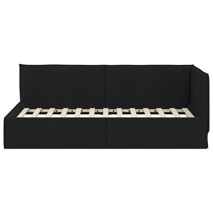 Hjørnesengramme med hovedgærde Sort 90 x 200 cm Stof