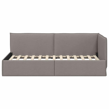 Hjørnesengramme med hovedgærde Gråbrun 90 x 200 cm Stof