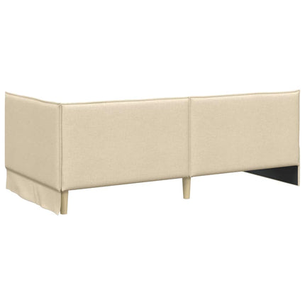 Hjørnesengramme med hovedgærde Creme 90 x 200 cm Stof