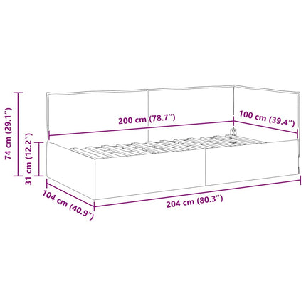Hjørnesengramme med hovedgærde Blå 100 x 200 cm Stof