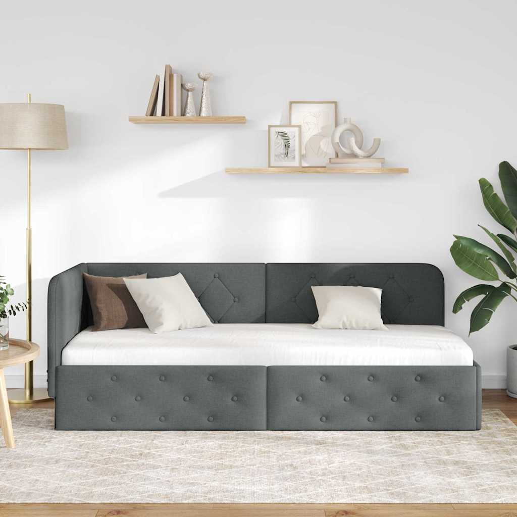 Hjørnesengramme Mørkegrå 80 x 200 cm Stof