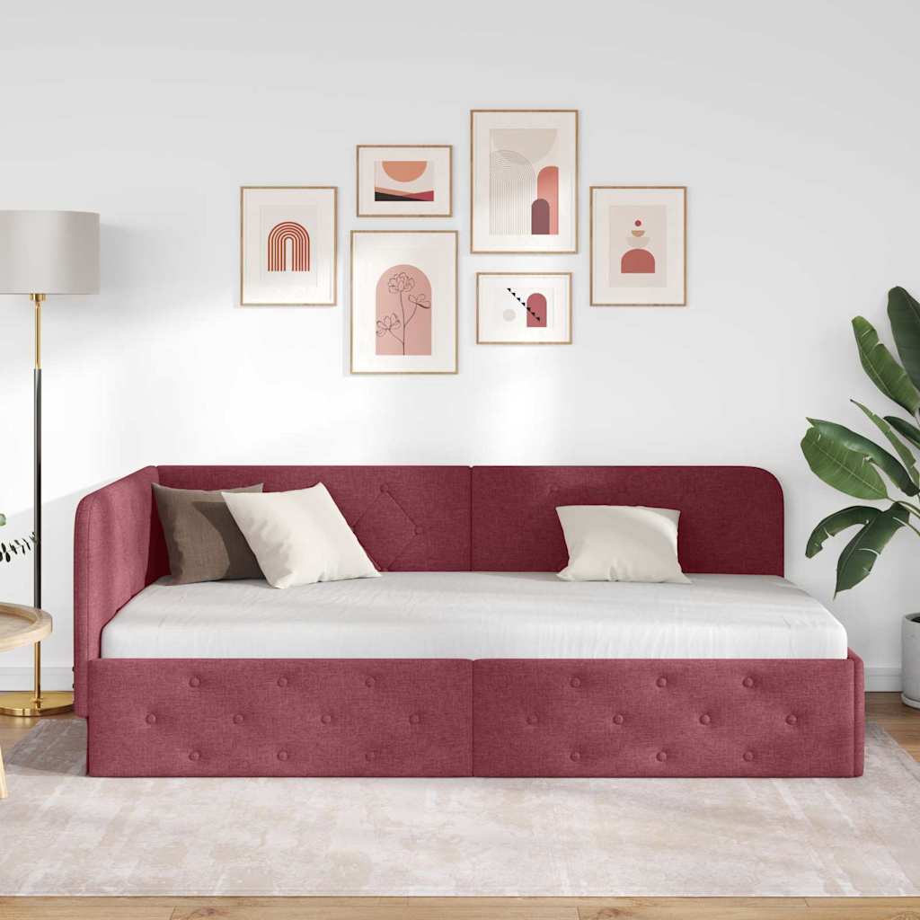 Hjørnesengramme Vinrød 100 x 200 cm Stof