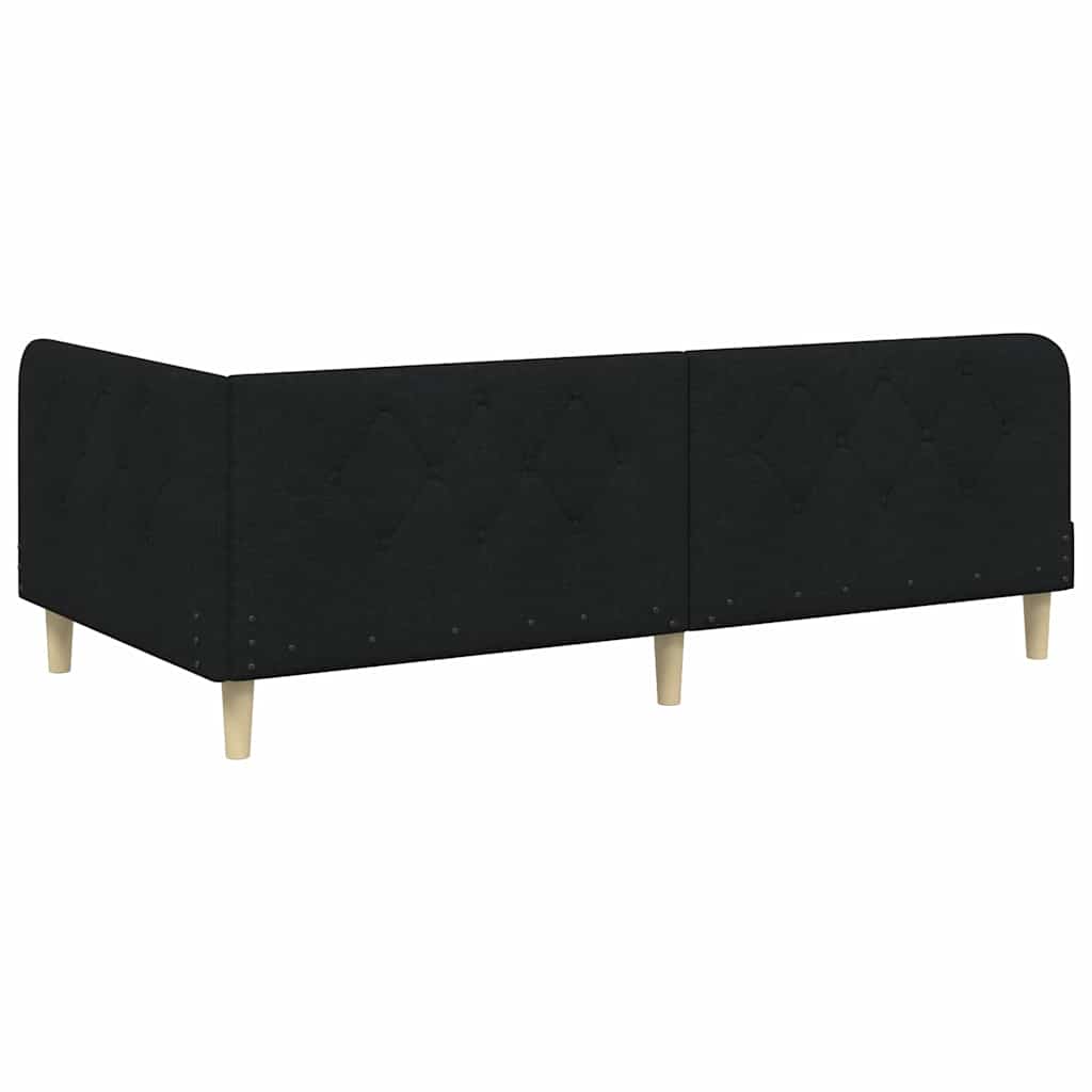 Hjørnesengramme Sort 90 x 190 cm Stof