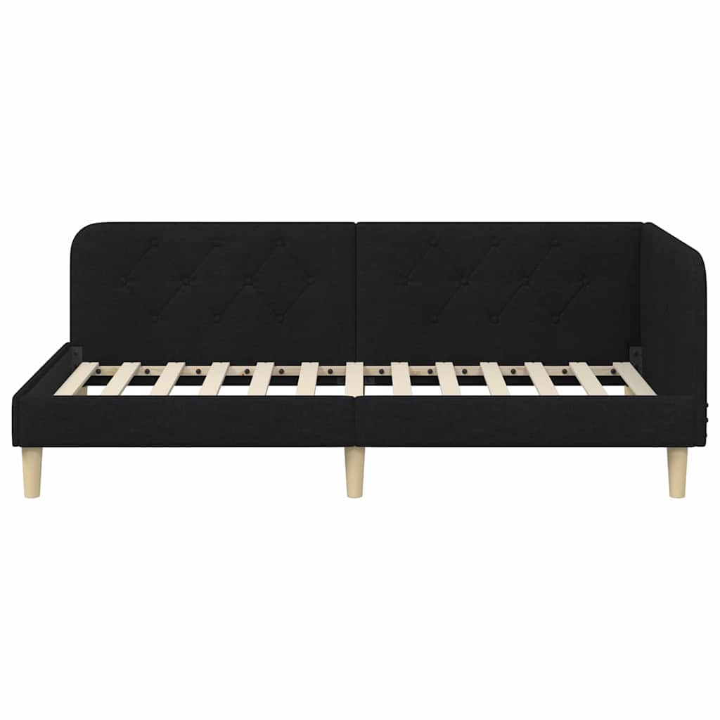 Hjørnesengramme Sort 90 x 190 cm Stof