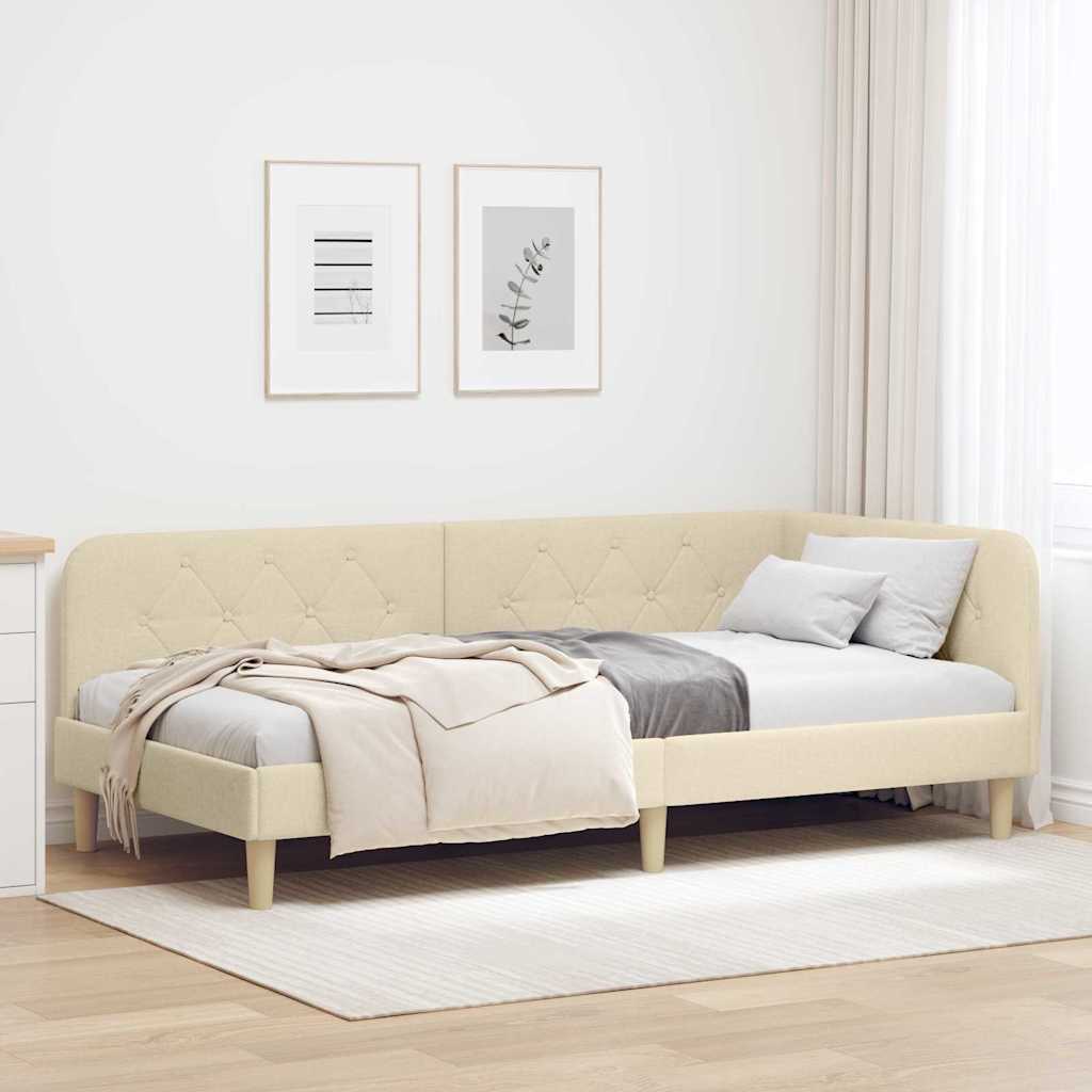 Hjørnesengramme Creme 100 x 200 cm Stof