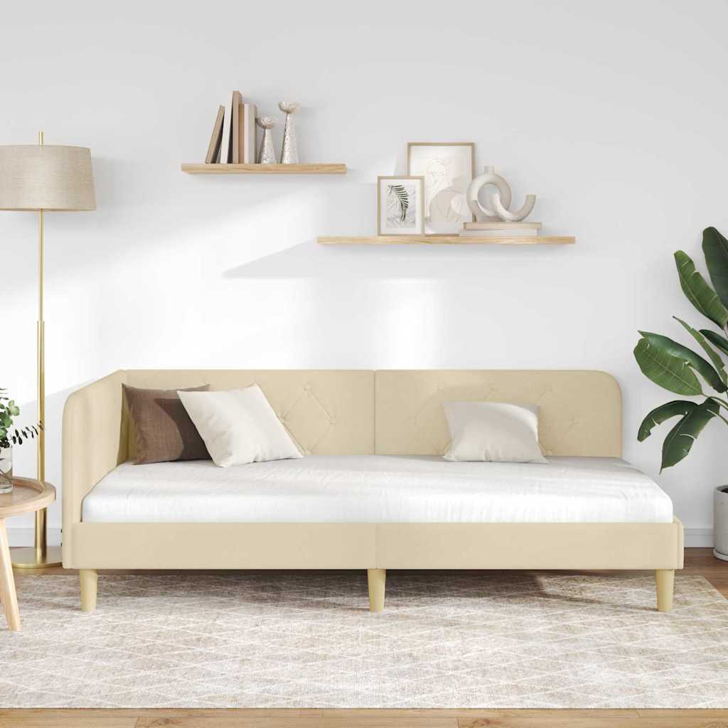 Hjørnesengramme Creme 100 x 200 cm Stof