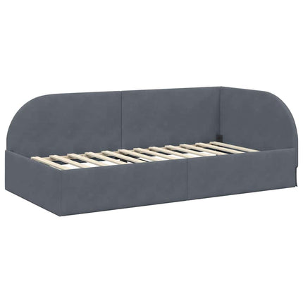 Hjørnesengramme med hovedgærde Mørkegrå 80 cm x 200 cm Fløjl