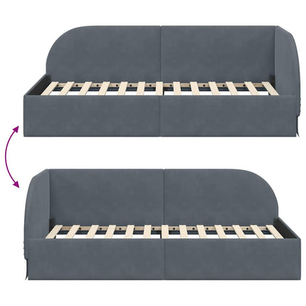 Hjørnesengramme med hovedgærde Mørkegrå 80 cm x 200 cm Fløjl