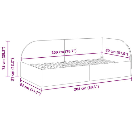 Hjørnesengramme med hovedgærde Mørkegrå 80 cm x 200 cm Fløjl