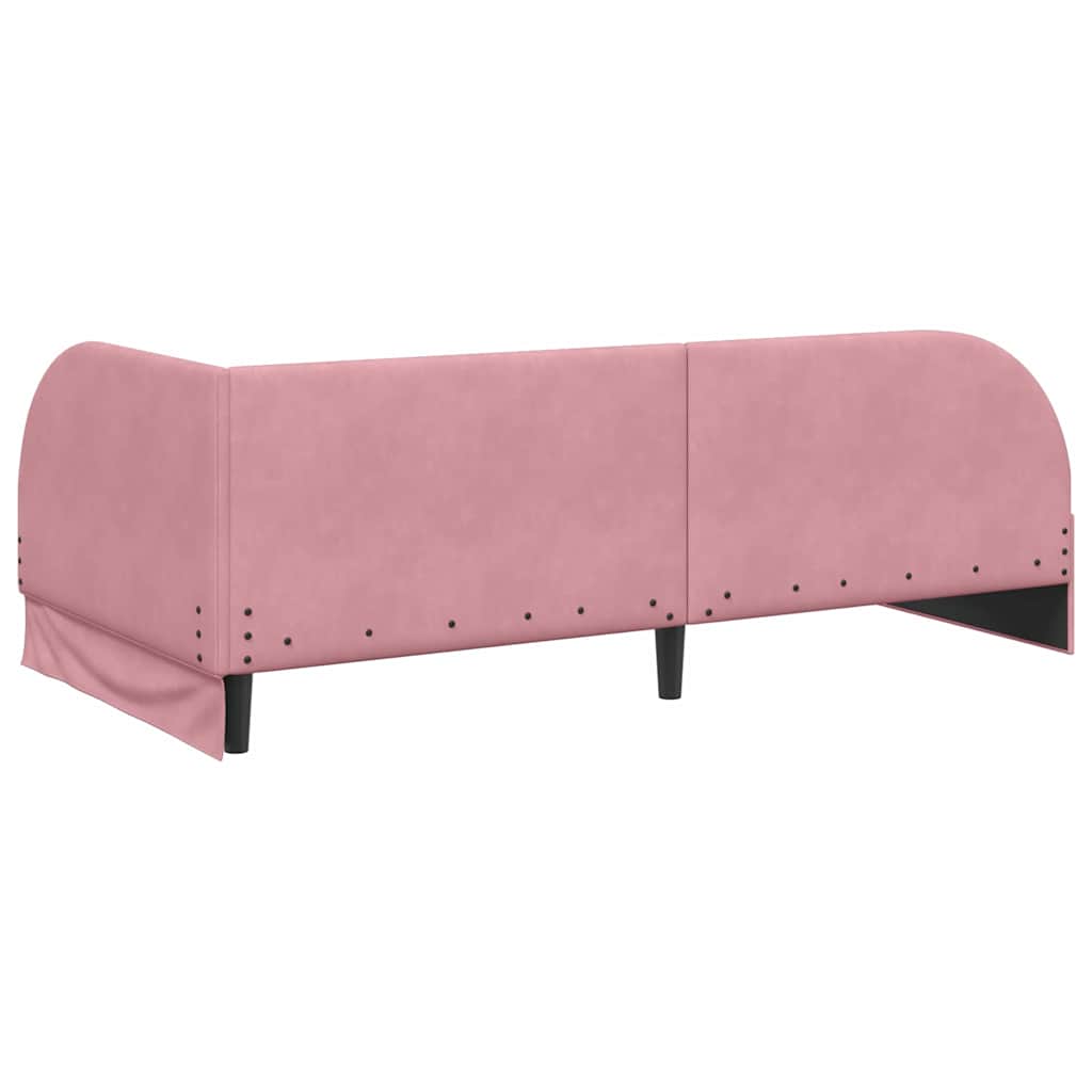 Hjørnesengramme med hovedgærde Lyserød 80 cm x 200 cm Fløjl