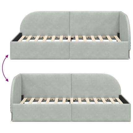Hjørnesengramme med hovedgærde Lysegrå 90 cm x 200 cm Fløjl