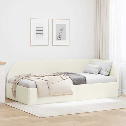 Hjørnesengramme med hovedgærde Creme 90 cm x 200 cm Fløjl
