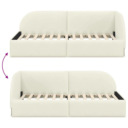 Hjørnesengramme med hovedgærde Creme 90 cm x 200 cm Fløjl