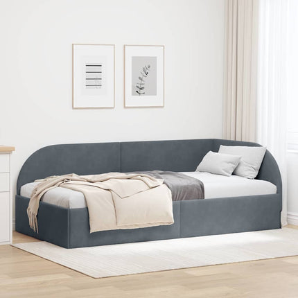Hjørnesengramme med hovedgærde Mørkegrå 100 cm x 200 cm Fløjl