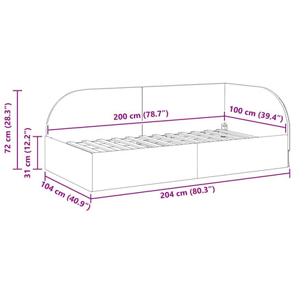 Hjørnesengramme Gul 100 x 200 cm Fløjl