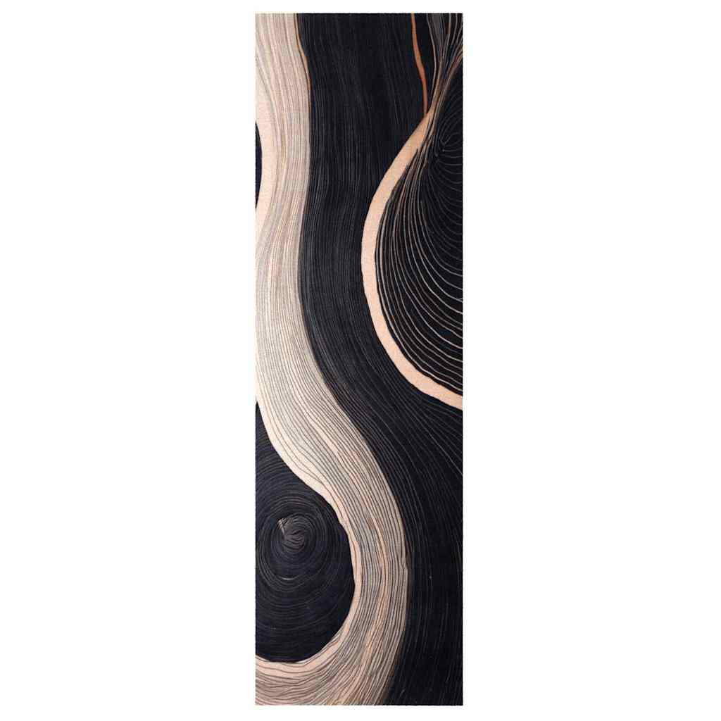 Køkken tæppe Sort 150 x 45 cm Fløjl