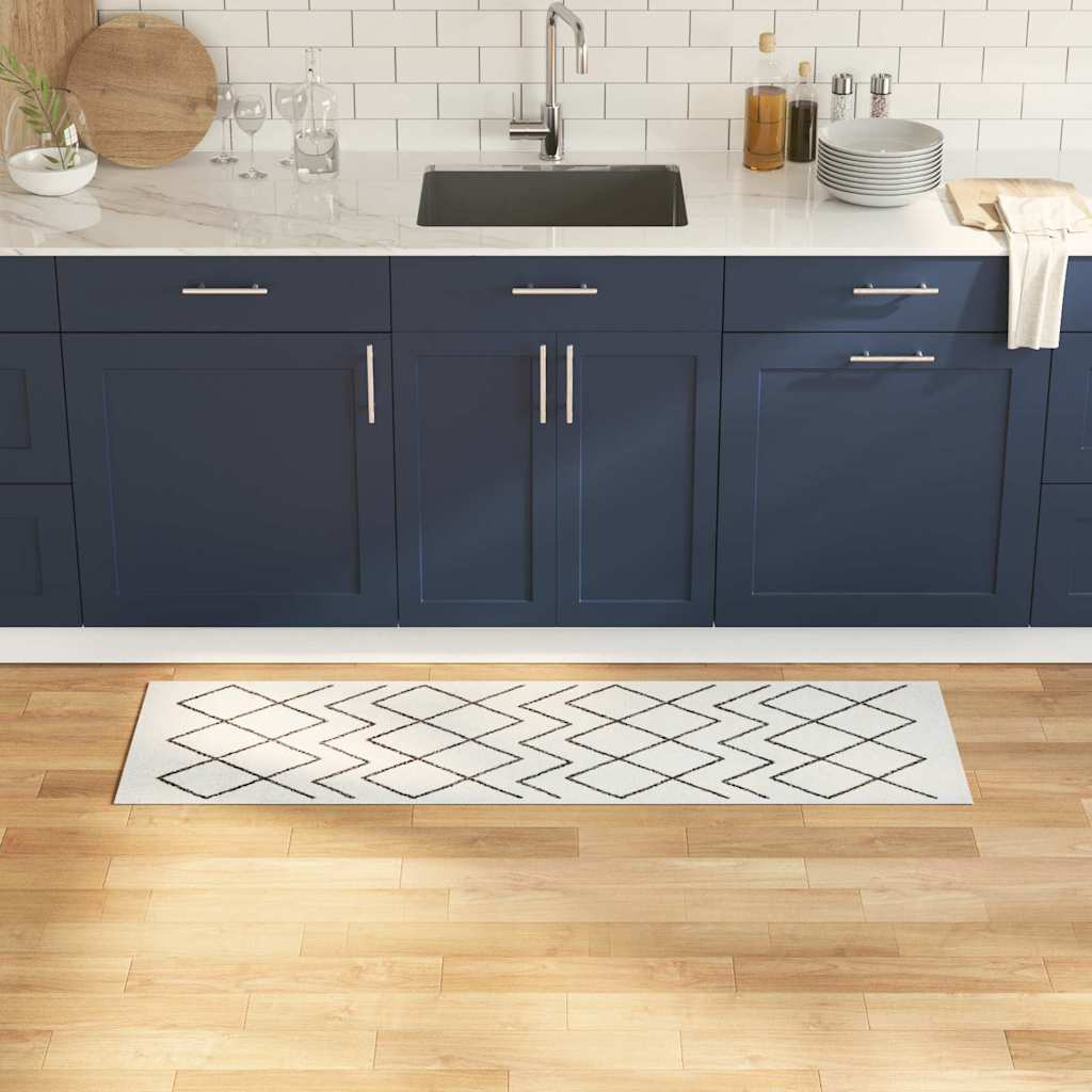 Køkken tæppe Hvid 150 x 45 cm Fløjl