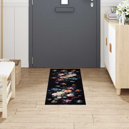 Køkken tæppe Sort 150 x 45 cm Fløjl