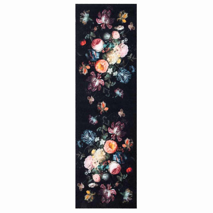 Køkken tæppe Sort 150 x 45 cm Fløjl