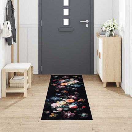 Køkken tæppe Sort 300 x 60 cm Fløjl