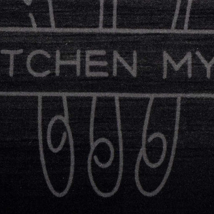 Køkken tæppe Bestik Sort 180 x 60 cm Fløjl