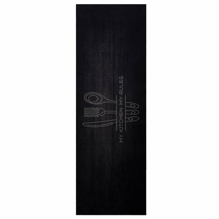 Køkken tæppe Bestik Sort 180 x 60 cm Fløjl
