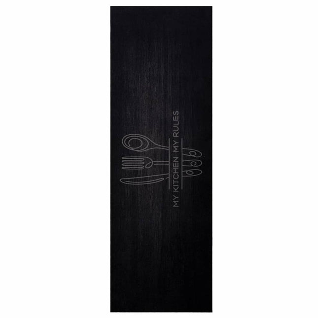 Køkken tæppe Bestik Sort 180 x 60 cm Fløjl