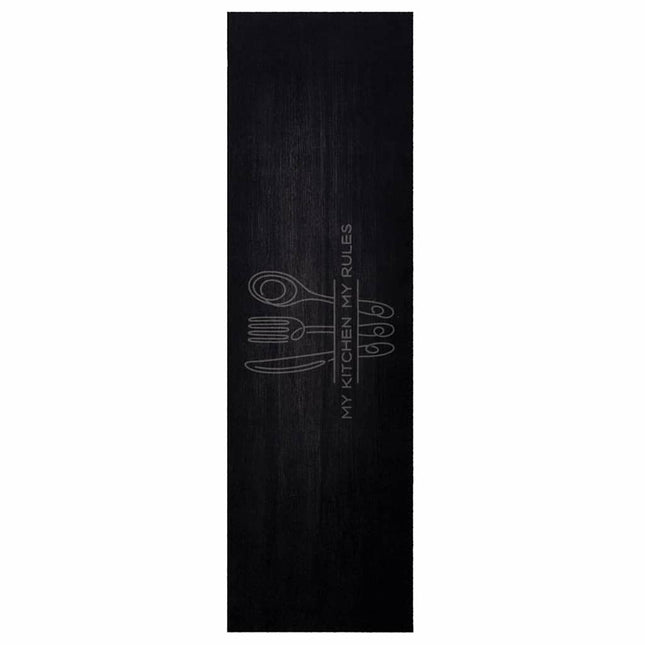Køkken tæppe Bestik Sort 150 x 45 cm Fløjl