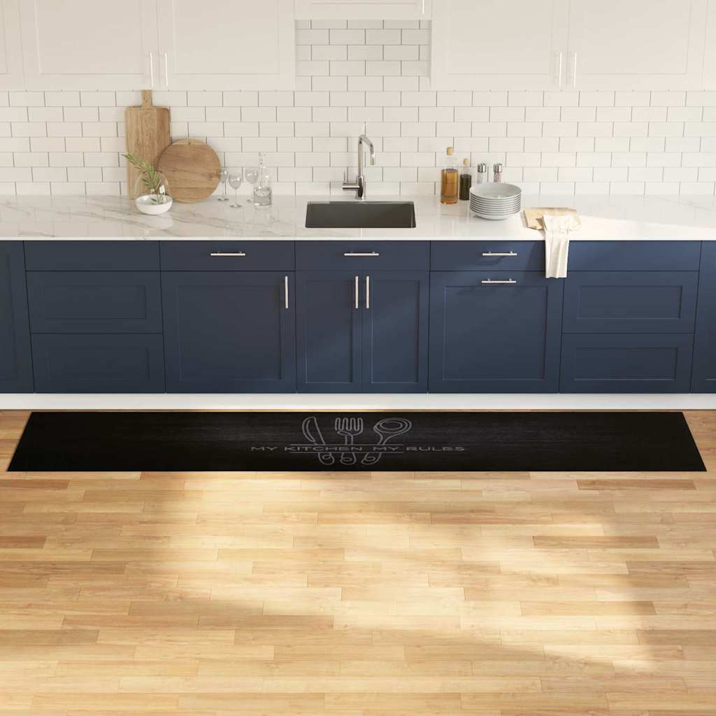 Køkken tæppe Sort 300 x 60 cm Fløjl