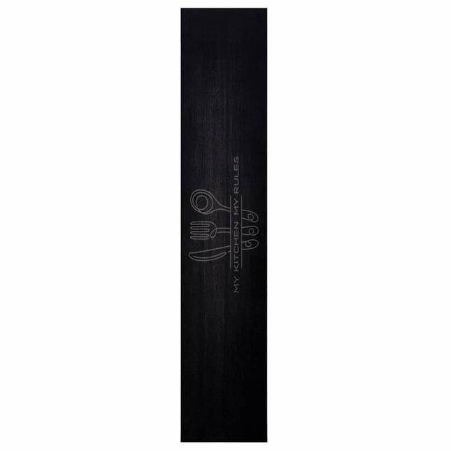 Køkken tæppe Bestik Sort 300 x 60 cm Fløjl