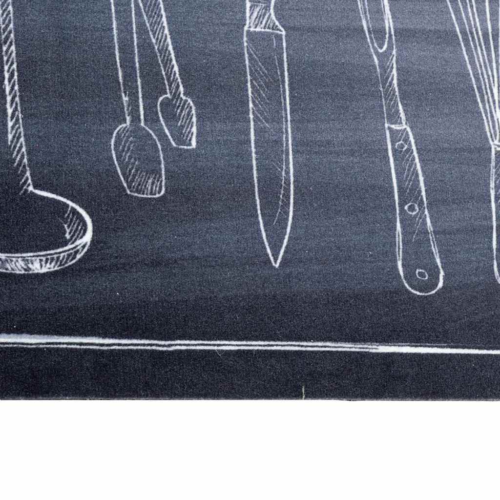 Køkken tæppe Sort 150 x 45 cm Fløjl