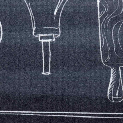 Køkken tæppe Sort 150 x 45 cm Fløjl