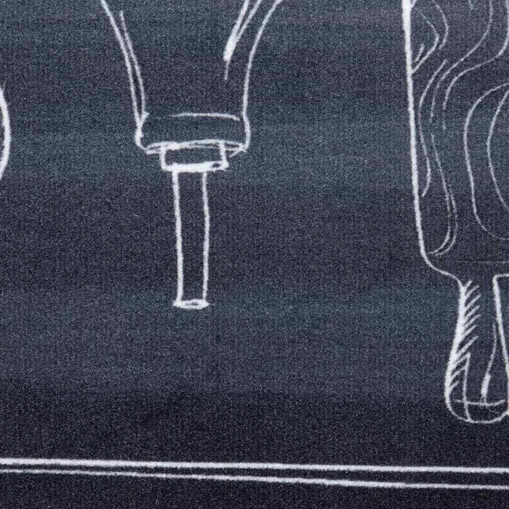 Køkken tæppe Sort 150 x 45 cm Fløjl