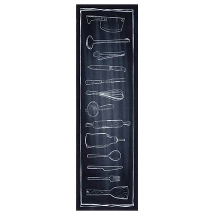 Køkken tæppe Sort 150 x 45 cm Fløjl
